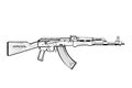 Kalashnikov rifle. Firearms. Sketch Set of Kalashnikov assault rifle AK-47, AKM, AKC, AKMC, AK-74. Firearms in combat. Assault Gun Royalty Free Stock Photo